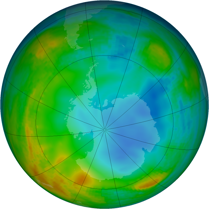 Antarctic ozone map for 28 June 2001